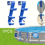 Maxbell Pool Pole Hanger Triple Hooks Brush Hanger for Vacuum Hoses Poles Leaf Rakes 1 PC blue