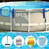 Maxbell Pool Pole Hanger Triple Hooks Brush Hanger for Vacuum Hoses Poles Leaf Rakes 1 PC blue