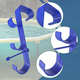 Maxbell Pool Pole Hanger Triple Hooks Brush Hanger for Vacuum Hoses Poles Leaf Rakes 2 PC blue