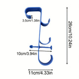 Maxbell Pool Pole Hanger Triple Hooks Brush Hanger for Vacuum Hoses Poles Leaf Rakes 2 PC blue