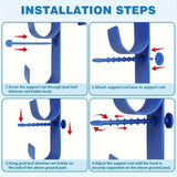 Maxbell Pool Pole Hanger Triple Hooks Brush Hanger for Vacuum Hoses Poles Leaf Rakes 2 PC blue
