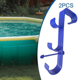 Maxbell Pool Pole Hanger Triple Hooks Brush Hanger for Vacuum Hoses Poles Leaf Rakes 2 PC blue