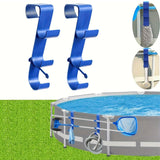 Maxbell Pool Pole Hanger Triple Hooks Brush Hanger for Vacuum Hoses Poles Leaf Rakes 2 PC blue