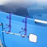 Maxbell Pool Pole Hanger Triple Hooks Brush Hanger for Vacuum Hoses Poles Leaf Rakes 2 PC blue