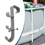 Maxbell Pool Pole Hanger Triple Hooks Brush Hanger for Vacuum Hoses Poles Leaf Rakes 1 PC grey