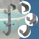Maxbell Pool Pole Hanger Triple Hooks Brush Hanger for Vacuum Hoses Poles Leaf Rakes 1 PC grey