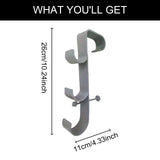 Maxbell Pool Pole Hanger Triple Hooks Brush Hanger for Vacuum Hoses Poles Leaf Rakes 1 PC grey