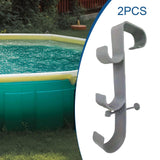 Maxbell Pool Pole Hanger Triple Hooks Brush Hanger for Vacuum Hoses Poles Leaf Rakes 2 PC grey