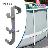 Maxbell Pool Pole Hanger Triple Hooks Brush Hanger for Vacuum Hoses Poles Leaf Rakes 2 PC grey