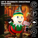 Maxbell Christmas Inflatables Elf Ornament Broke Out from Window for Yard Lawn Party