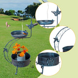 Maxbell Bird Bath with Flower Planter Pedestal Metal for Outdoor for Patio Yard Lawn