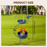 Maxbell Bird Bath with Flower Planter Pedestal Metal for Outdoor for Patio Yard Lawn