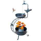 Maxbell Bird Bath with Flower Planter Pedestal Metal for Outdoor for Patio Yard Lawn