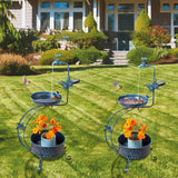 Maxbell Bird Bath with Flower Planter Pedestal Metal for Outdoor for Patio Yard Lawn
