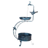 Maxbell Bird Bath with Flower Planter Pedestal Metal for Outdoor for Patio Yard Lawn
