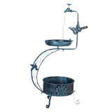 Maxbell Bird Bath with Flower Planter Pedestal Metal for Outdoor for Patio Yard Lawn