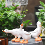 Maxbell 3x Duck Figurines Art Crafts Small Sculptures for Porch Indoor Outdoor Shelf