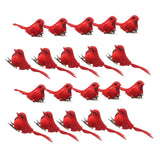 Maxbell Artificial Christmas Red Bird Ornaments Clip on for Fence Branches Landscape