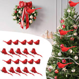 Maxbell Artificial Christmas Red Bird Ornaments Clip on for Fence Branches Landscape
