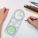 Maxbell Multifunctional Geometric Ruler Template Ruler for Teacher Writing Studying Style A