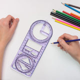 Maxbell Multifunctional Geometric Ruler Template Ruler for Teacher Writing Studying Style B