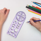 Maxbell Multifunctional Geometric Ruler Template Ruler for Teacher Writing Studying Style C