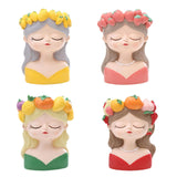 Maxbell Cute Resin Planter Gift Modern Girl Face Flower Pot for Balcony Table Garden Style A
