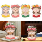 Maxbell Cute Resin Planter Gift Modern Girl Face Flower Pot for Balcony Table Garden Style A