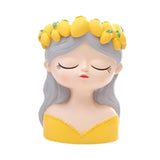 Maxbell Cute Resin Planter Gift Modern Girl Face Flower Pot for Balcony Table Garden Style A