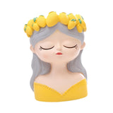 Maxbell Cute Resin Planter Gift Modern Girl Face Flower Pot for Balcony Table Garden Style A