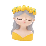 Maxbell Cute Resin Planter Gift Modern Girl Face Flower Pot for Balcony Table Garden Style A