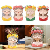 Maxbell Cute Resin Planter Gift Modern Girl Face Flower Pot for Balcony Table Garden Style A