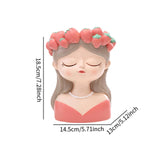 Maxbell Cute Resin Planter Gift Modern Girl Face Flower Pot for Balcony Table Garden Style B