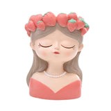 Maxbell Cute Resin Planter Gift Modern Girl Face Flower Pot for Balcony Table Garden Style B
