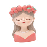 Maxbell Cute Resin Planter Gift Modern Girl Face Flower Pot for Balcony Table Garden Style B