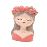 Maxbell Cute Resin Planter Gift Modern Girl Face Flower Pot for Balcony Table Garden Style B