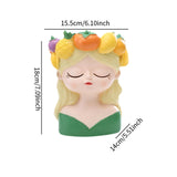 Maxbell Cute Resin Planter Gift Modern Girl Face Flower Pot for Balcony Table Garden Style C