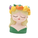 Maxbell Cute Resin Planter Gift Modern Girl Face Flower Pot for Balcony Table Garden Style C