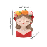 Maxbell Cute Resin Planter Gift Modern Girl Face Flower Pot for Balcony Table Garden Style D