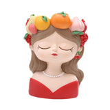 Maxbell Cute Resin Planter Gift Modern Girl Face Flower Pot for Balcony Table Garden Style D