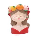 Maxbell Cute Resin Planter Gift Modern Girl Face Flower Pot for Balcony Table Garden Style D