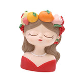 Maxbell Cute Resin Planter Gift Modern Girl Face Flower Pot for Balcony Table Garden Style D
