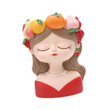 Maxbell Cute Resin Planter Gift Modern Girl Face Flower Pot for Balcony Table Garden Style D