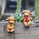 Maxbell 2x Cow Flower Pot Climber Modern Gifts Resin Figurine for Patio Outside Yard