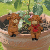 Maxbell 2x Cow Flower Pot Climber Modern Gifts Resin Figurine for Patio Outside Yard