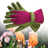 Maxbell Gardening Gloves Anti-slip Roses Pruning Gloves for Planting Digging Pruning Green Pink