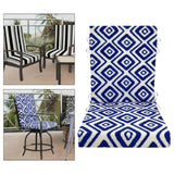 Maxbell Outdoor High Back Patio Chair Cushion Soft Chair Pad for Office Chair Garden Blue White geometry