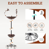 Maxbell Bird Feeder Bird Bath Waterproof Garden Yard Decor for Patio Outdoors Garden