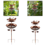 Maxbell Metal Bird Bath Double Layer Stand Freestanding Birdbath for Lawn Patio Yard Height 123cm