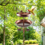 Maxbell Metal Bird Bath Double Layer Stand Freestanding Birdbath for Lawn Patio Yard Height 93cm